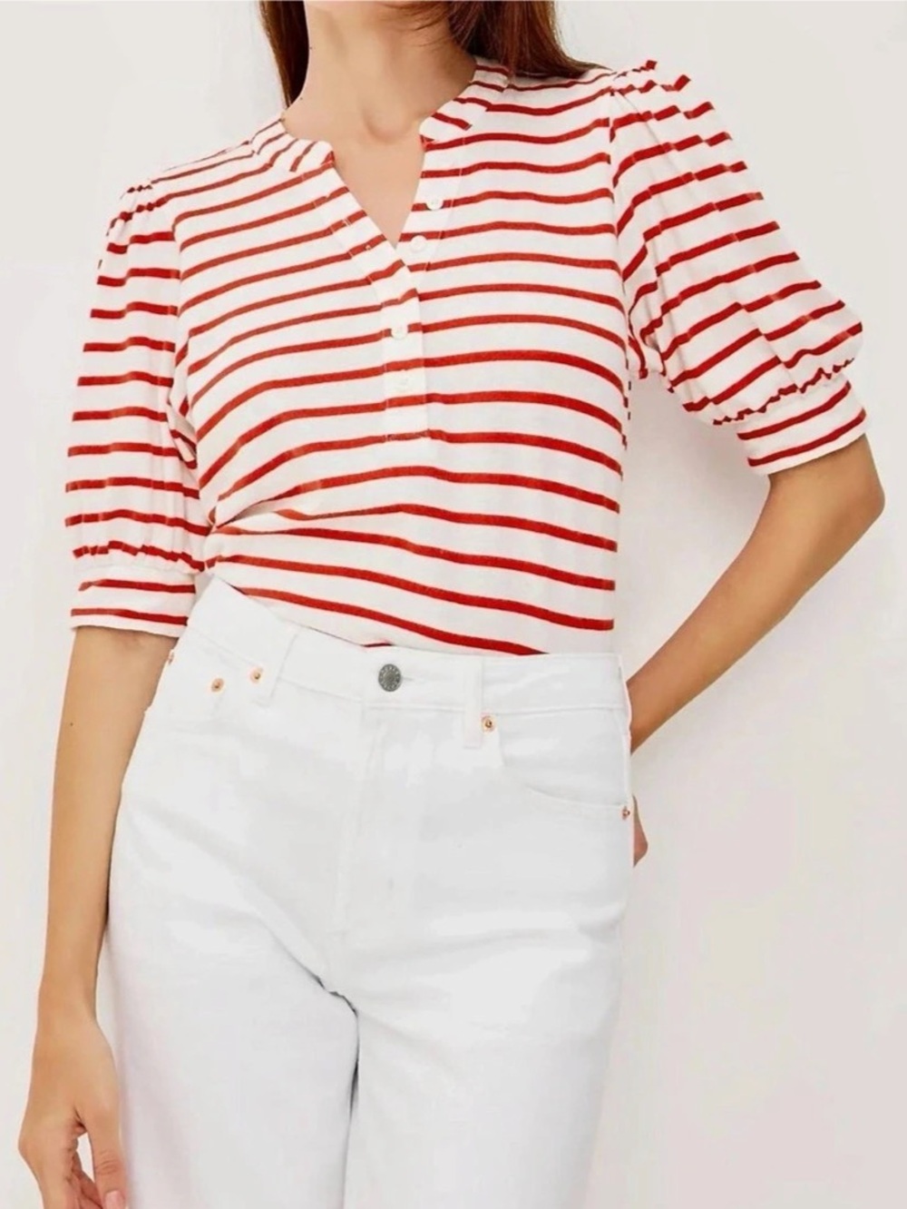 Rails Jewel Scarlet Ivory Striped Top